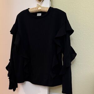 a new day Black Ruffle Detail Sweatshirt..  Size M